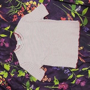 ZARA lettuce hem, red and white stripped crop top